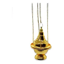 Turíbulo Incensário Defumador Dourado Metal Brilhante 30 Cm Foto  mini 1