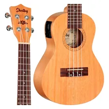 Ukulele Shelby Elétrico Concert Su23me Mogno Afinador Su23m Foto mini 1