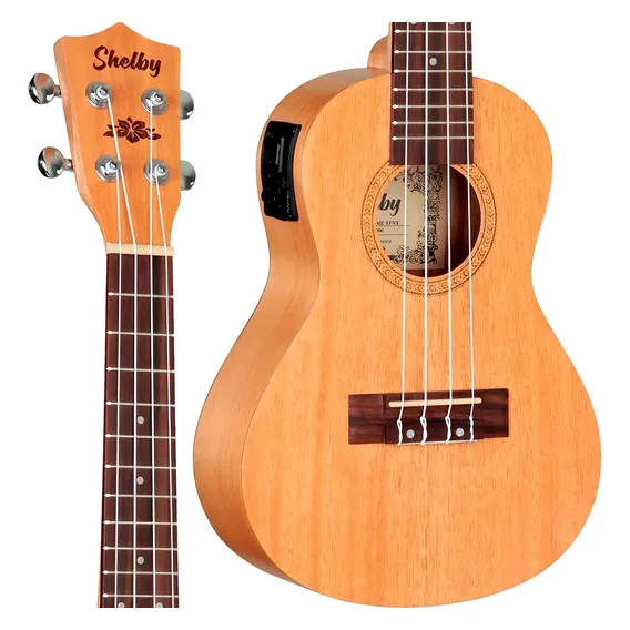Ukulele Shelby Elétrico Concert Su23me Mogno Afinador Su23m Foto 1