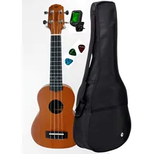 Ukulele Soprano Acoustik Guk-21 Ws+ Capa+ Afinador +paletas Cor Marrom Foto mini 1
