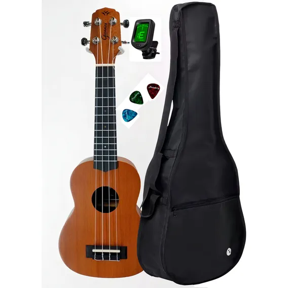 Ukulele Soprano Acoustik Guk-21 Ws+ Capa+ Afinador +paletas Cor Marrom Foto 1