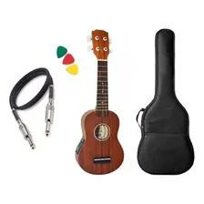 Ukulele Soprano Elétrico Vogga Vuk309 Mahogany Capa Afinador Foto mini 1