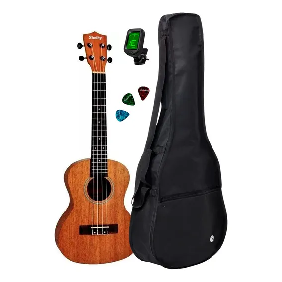 Ukulele Tenor Shelby Su25m Stnt Mogno Com Kit Cor Marrom-claro Foto 1