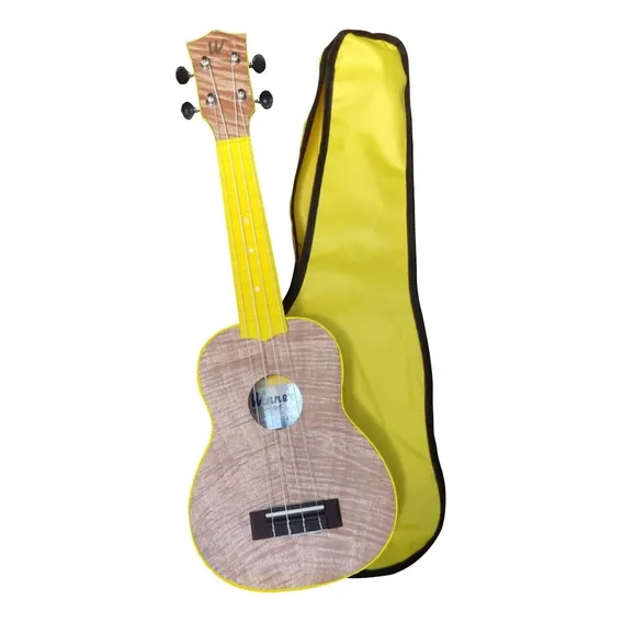 Ukulele Winner soprano 21 flamed okume amarelo com capa Foto 1