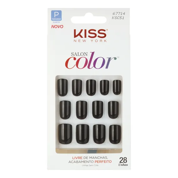 Unhas Postiças Kiss New York Salon Color Curta - Chic Foto 1