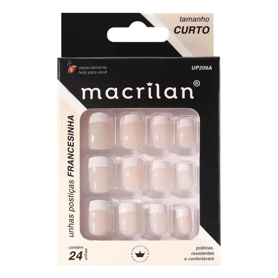 Unhas Postiças Tamanho Curto Francesinha - Macrilan - Up209a Foto 1