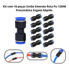 União Emenda Reta Pu 12mm Pneumática Engate Rápido 10 Peças Foto mini  2