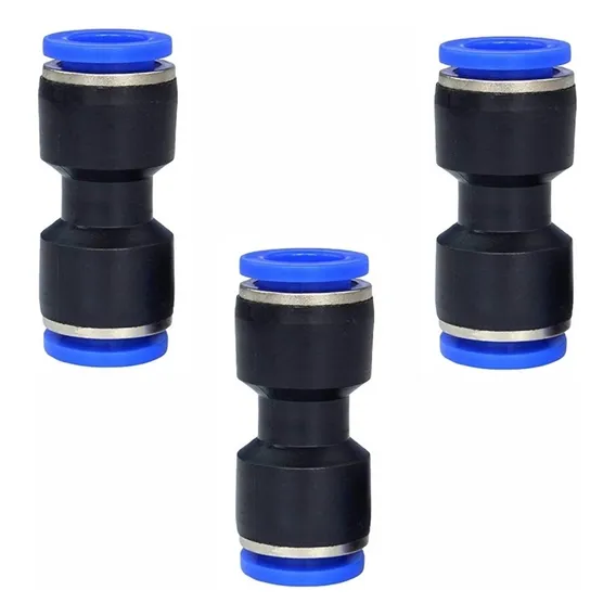 União Emenda Reta Pu 6mm Pneumática Engate Rápido 3 Peças Foto 1