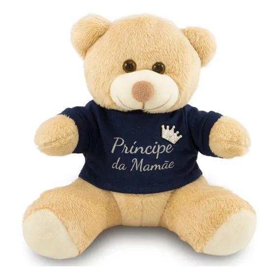 Ursinho De Pelúcia Camiseta Príncipe 30cm Anti-alérgico Cor Azul Foto 1