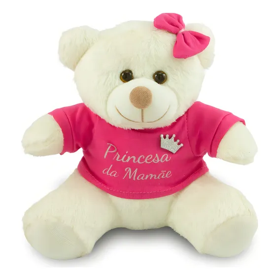 Ursinho De PelĂșcia Camiseta PrĂncipe 30cm Anti-alĂ©rgico Cor Rosa Foto 1