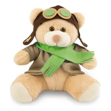 Ursinho Pelúcia Aviador 20cm Decoração Anti-alérgico Cor Caramelo/Verde Foto mini 1