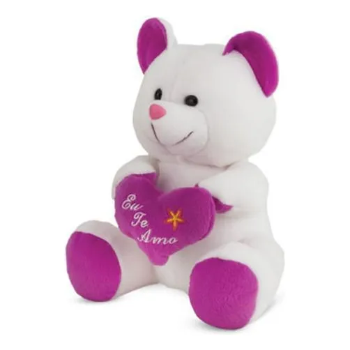 Urso De PelĂșcia Roxo Eu Te Amo 20 Cm AntialĂ©rgico Foto 1