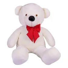 Urso Gigante Grande Pelúcia Teddy Bear 90cm - Baunilha Cor Urso Baunilha com Laço Vermelho Foto mini 1