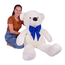 Urso Gigante Grande Pelúcia Teddy Bear 90cm - Baunilha Cor Urso Baunilha com Laço Vermelho Foto mini 2