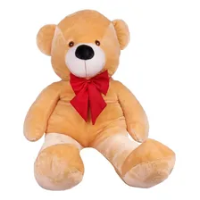 Urso Gigante Pelúcia Grande Teddy 1,10 Metros + Cor Doce de Leite Laço Vermelho Foto mini 3