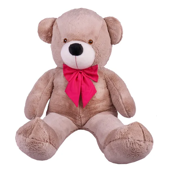 Urso Teddy Bear Grande Gigante Pelúcia Macio 110cm Nacional Cor Urso Avelã Com Laço Pink Foto 1