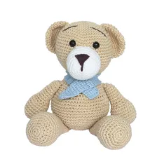 Urso Tom Cachecol Azul Amigurumi Crochê Infantil Foto mini 1
