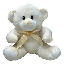 Urso Ursinho De Pelúcia Pequeno Com Laço Cor Branco Foto  mini 1