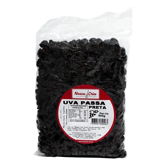 Uva Passa Preta de uva passa pretauva passa preta Nossa Cria 500Â g Foto 1