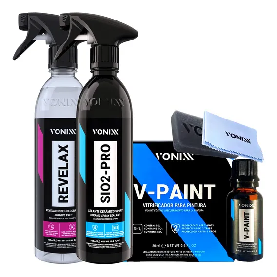 V-paint 20ml Vitrificador Automotivo + Sio2 Pro + Revelax Foto 1