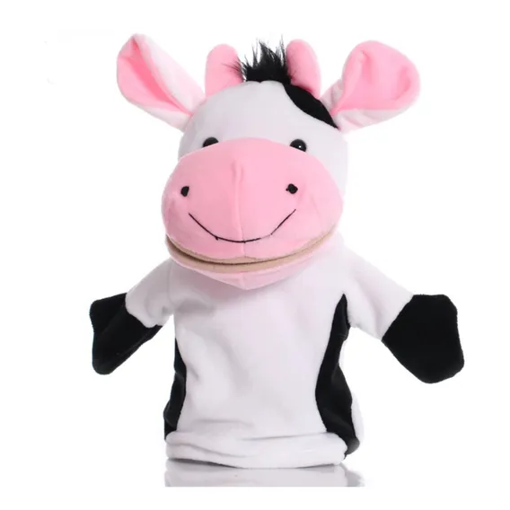 Vaca Fantoche Pelúcia De Mão Teatro Infantil Animais 25cm Foto 1