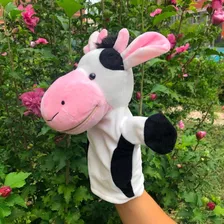Vaca Fantoche PelĂșcia De MĂŁo Teatro Infantil Animais 25cm Foto mini 3