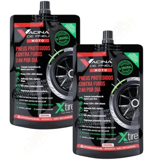 Vacina De Pneu Xtire Para Moto 250ml Com 2 Unidades Foto 1