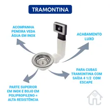 Válvula 4 1/2 Cubas Com Escape Aço Inox Tramontina 94510/033 Foto mini  2