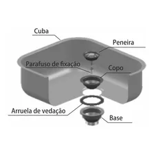 Válvula Americana Inox Cuba Pia 3.1/2 Pino Metálico Ghelplus Foto mini  3