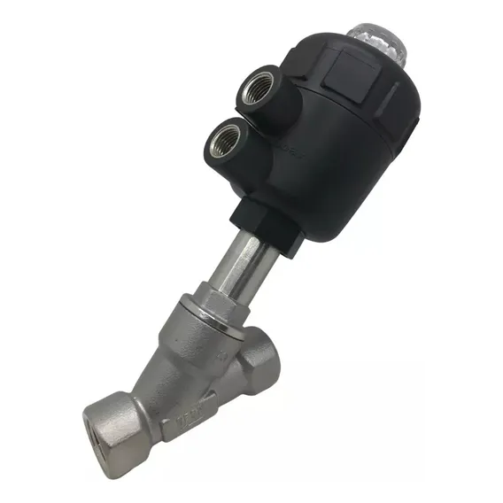 Válvula Angular Aço Inox 2/2 Vias Simples Ação Rosca 1/2 Bsp Foto 1