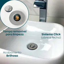 Válvula Click 7/8 ABS Com SifĂŁo Sanfonado Pvc E Engate FlexĂvel Inox Trançado 40cm Kit Pia LavatĂłrio Dona D.cor Foto mini 2