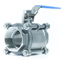 Válvula Esfera Tripartida Aço Inox 316 Rosca Npt Ø 1 Foto  mini 1
