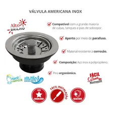 Válvula Pia Americana Cromada Inox 3.1/2'' Durín Cor Prateado Foto mini  2