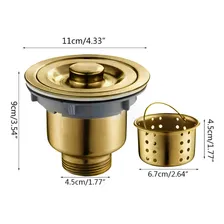 Válvula Pia Cozinha Dourada Inox 4.1/2 Ralo Cesto RemovĂvel Foto mini 4