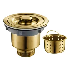 Válvula Pia Cozinha Dourada Inox 4.1/2 Ralo Cesto RemovĂvel Foto mini 1