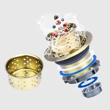 Válvula Pia Cozinha Dourada Inox 4.1/2 Ralo Cesto RemovĂvel Foto mini 3