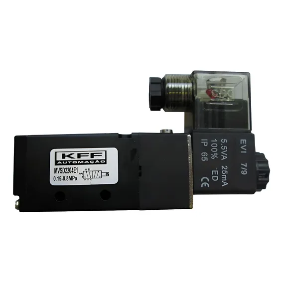 Válvula Solenoide Pneumática Direcional 5/2 Vias 1/4 220v 150 Psi Kff Automação Foto 1