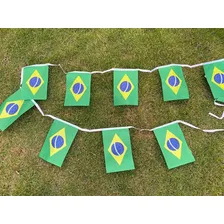 Varal Bandeiras Brasil 4,5m - 10 Bandeirinhas Tecido 30x20cm Foto mini 4