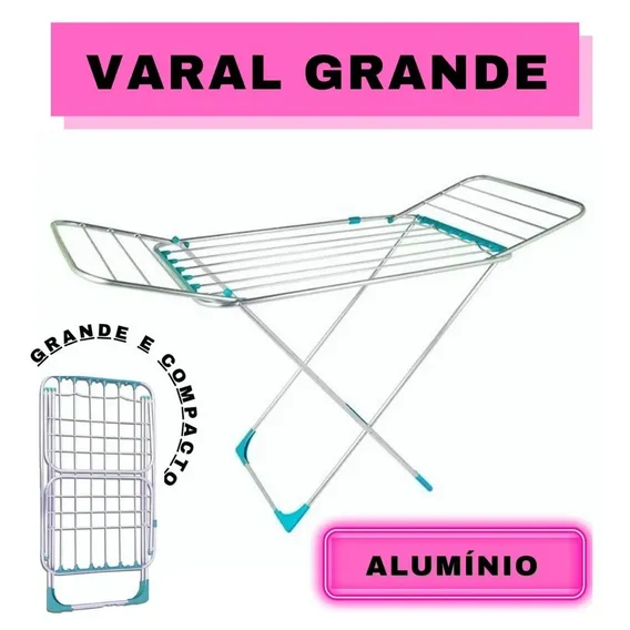 Varal De AlumÃnio Grande Com Abas Dobravel Retratil Foto 1