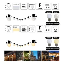 Varal De Luz 10 Metros 10 Lâmpadas De Led Inclusas Cor Branco Quente 220v Foto mini  2