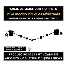 Varal De Luz 10 Metros Na Cor Preto - 10 Bocais Sem Lâmpada Foto mini  2