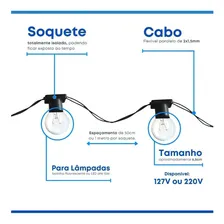 Varal De Luz 10 Metros Na Cor Preto - 10 Bocais Sem Lâmpada Foto  mini 1