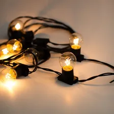Varal De Luz Gambiarra 20 Metros + 20 Lâmpadas Cordão Fio Preto 220v Foto mini  2