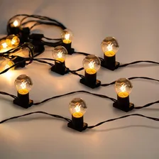 Varal De Luz Gambiarra 20 Metros + 20 Lâmpadas Cordão Fio Preto 220v Foto  mini 1