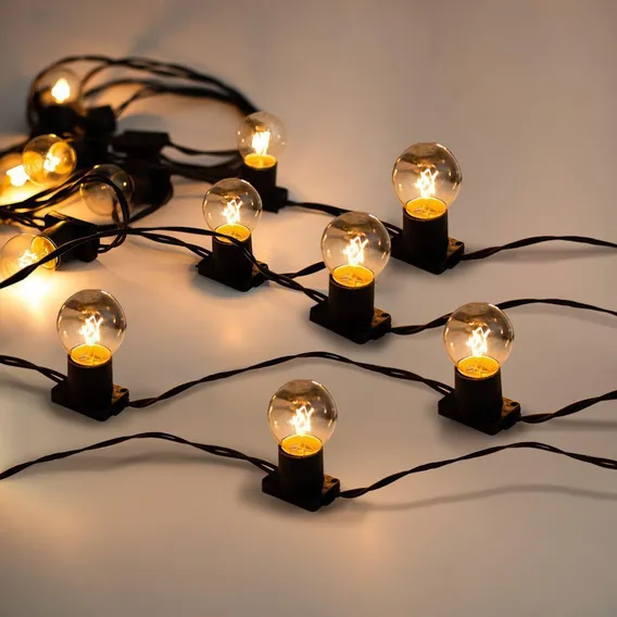 Varal De Luz Gambiarra 20 Metros + 20 Lâmpadas Cordão Fio Preto 220v Foto 1
