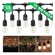 Varal De Luzes Cordão 15 Metros 15 Bocal E27 Ip65 Reforçado Foto mini 1