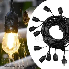 Varal De Luzes Cordão 15 Metros 15 Bocal E27 Ip65 Reforçado Foto mini 3
