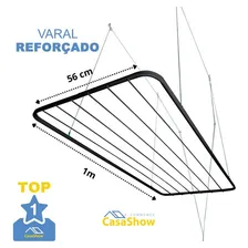Varal De Teto 100 Cm Grande + Kit De Reforçado Cor Varal de Teto Preto Foto mini 1