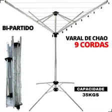 Varal Giratorio 9 Cordas De Chão Em Aluminio Resistente Cor Cinza Foto mini 2
