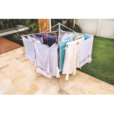 Varal Giratório Em Alumínio 6 Cordas Com Pé Fixo Resistente Cor Azul Foto mini  2